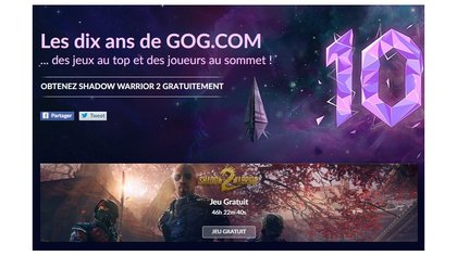 Shadow Warrior 2 offert pour les 10 ans de GOG.com