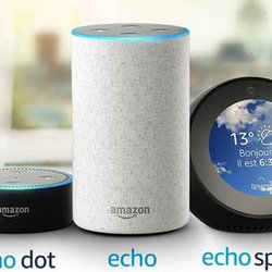 Les trois périphériques connectés Echo qu'Amazon vend en France dès le mois de juin 2018.