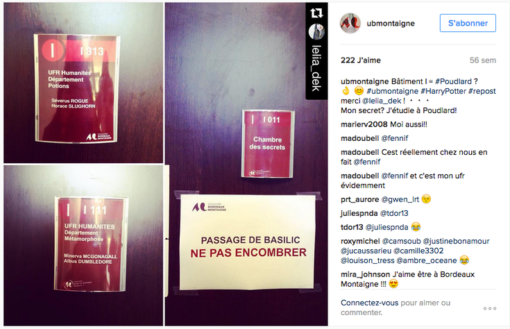 La chambre des secrets sur l’insta de la fac