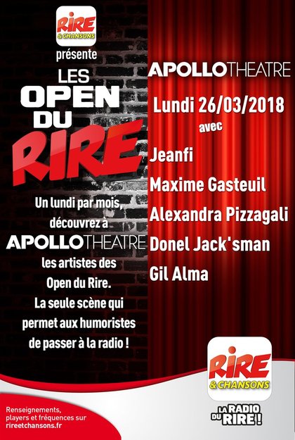 open du rire 26 mars 2018 Jeanfi, Maxime Gasteuil,  Alexandra Pizzagali , Donel Jack'sman, Gil Alma