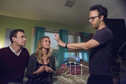 Jason Segel, Cameron Diaz et Jake Kasdan sur le tournage de Sex Tape