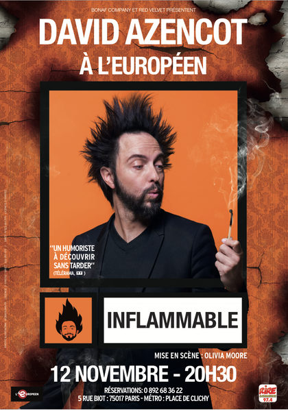 David Azencot - Inflammable - affiche - l'Européen - Rire & Chansons