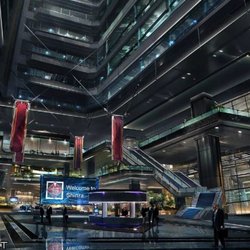 Concept art de la Tour Shinra dans Final Fantasy VII Remake (2020)