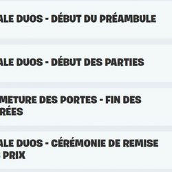 Les finales Duos heure par heure