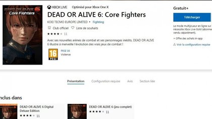 Page dédiée au téléchargement de Dead Or Alive 6 Core Fighters sur Xbox One