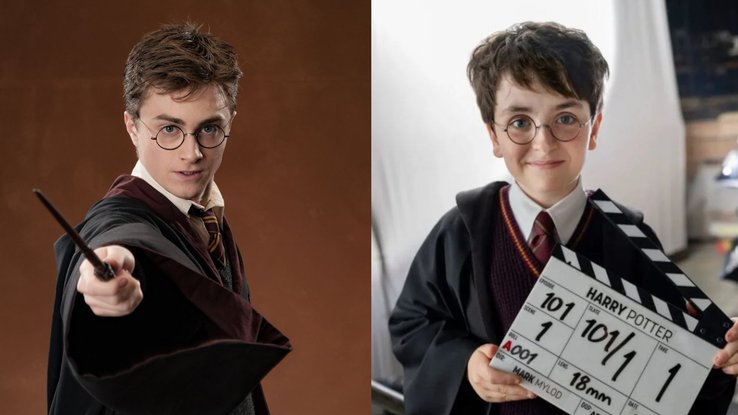 Daniel Radcliffe et Dominic McLaughlin dans le rôle d'Harry Potter