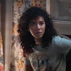 Jasmin Savoy Brown (Mindy) sur le tournage de "Scream"