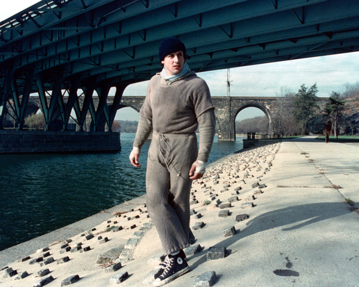 Sylvester Stallone, tournage de "Rocky", 1976