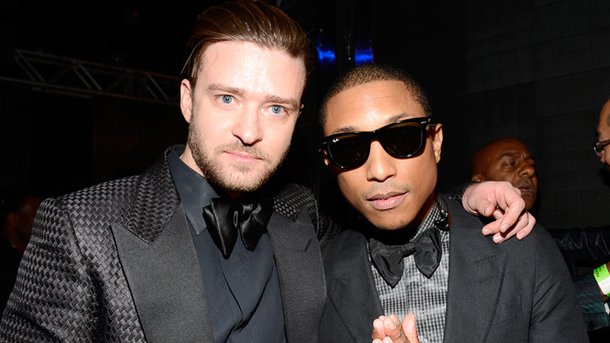 Pharrell Williams rend visite à Justin Timberlake pour son deuxième concert à Bercy