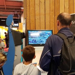 Sur le stand MO5 de Paris Games Week 2018, il y a aussi un jeu très récent : SoulCalibur VI de Bandai Namco.