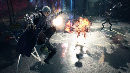 Nero, héros principal de DMC 4, qui se bat notamment avec des bras mécaniques interchangeables.