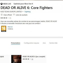 Page dédiée au téléchargement de Dead Or Alive 6 Core Fighters sur Xbox One